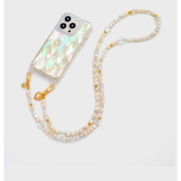 iPhone 15 pro mother of pearl case with pop socket (no chain) brand new - Picture 1 of 4